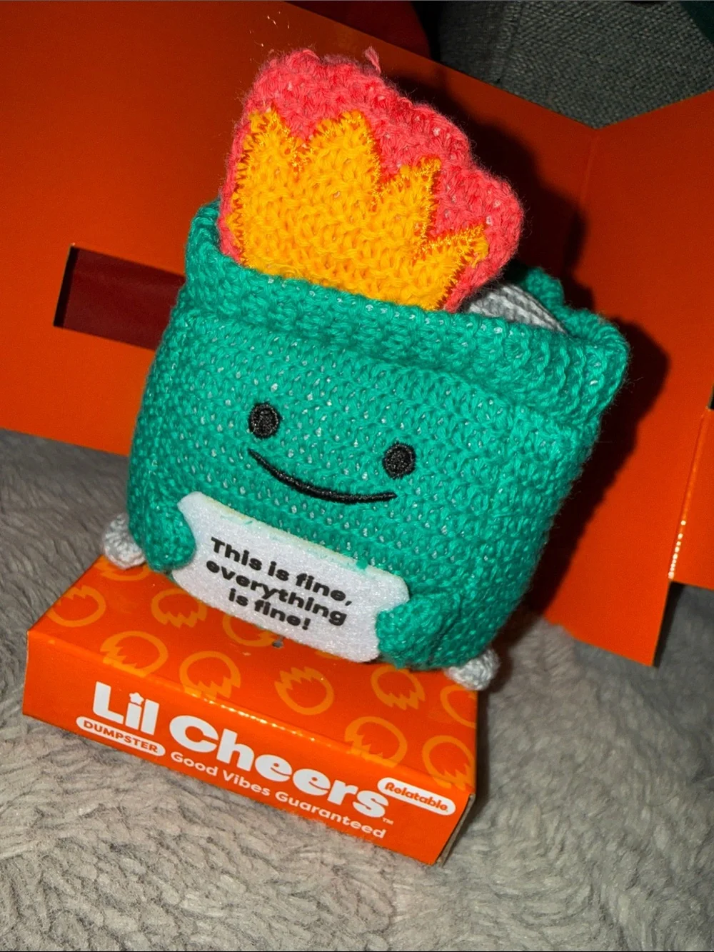 Lil Cheers Crochet Dumpster Fire Plush - “This Is Fine, Everything Is Fine”